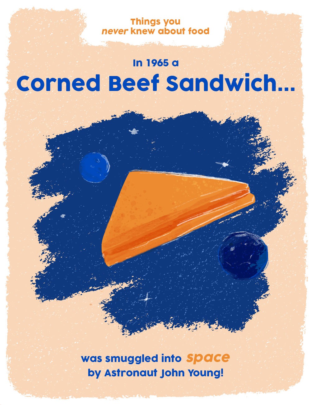 things you never knew about food graphics - corned beef sandwich in space
