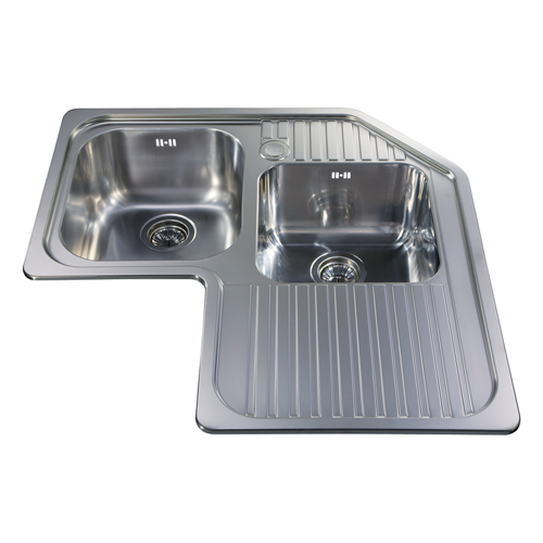CCP3SS - Stainless steel corner double bowl sink