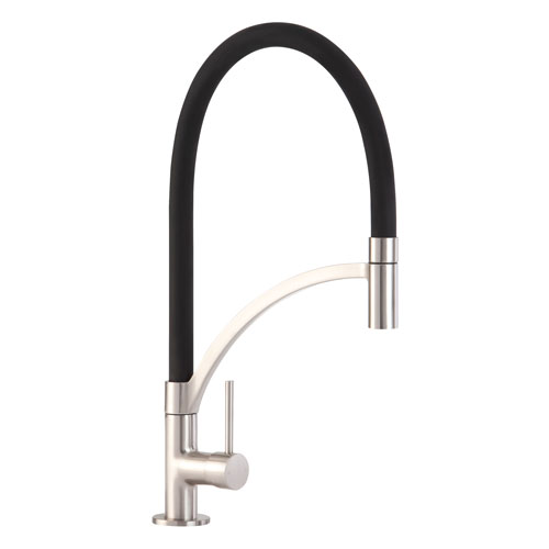 TV14BL - Single lever tap with black pull-out spout
